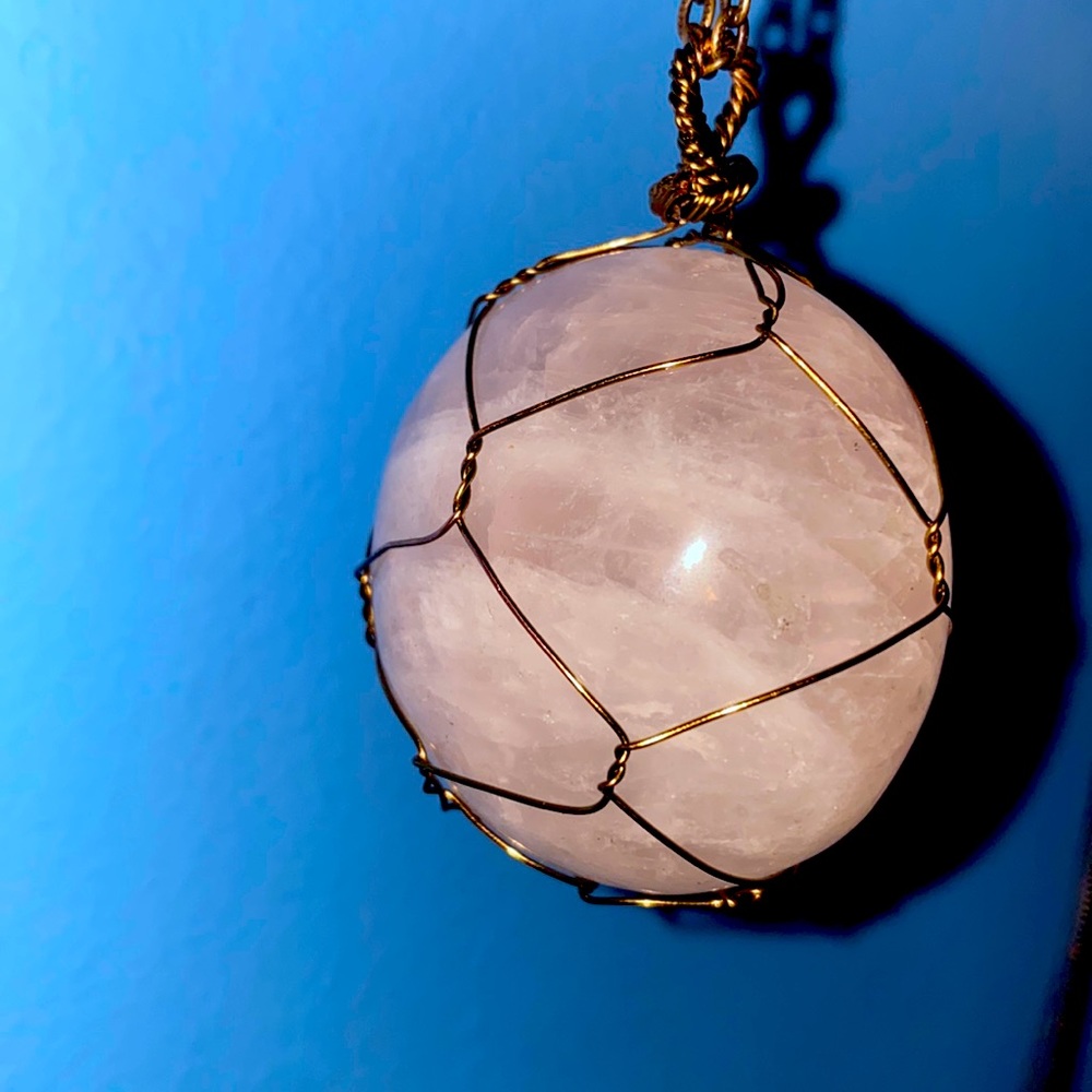 Raw Rose Quartz Crystal Necklace